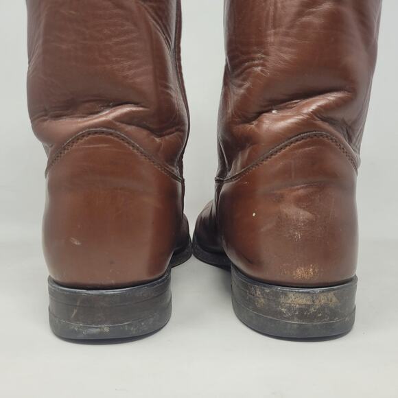Vintage Justin Boots 9EE Brown Leather Western Cowboy Rodeo Ranch USA 3404 Roper - Picture 4 of 13
